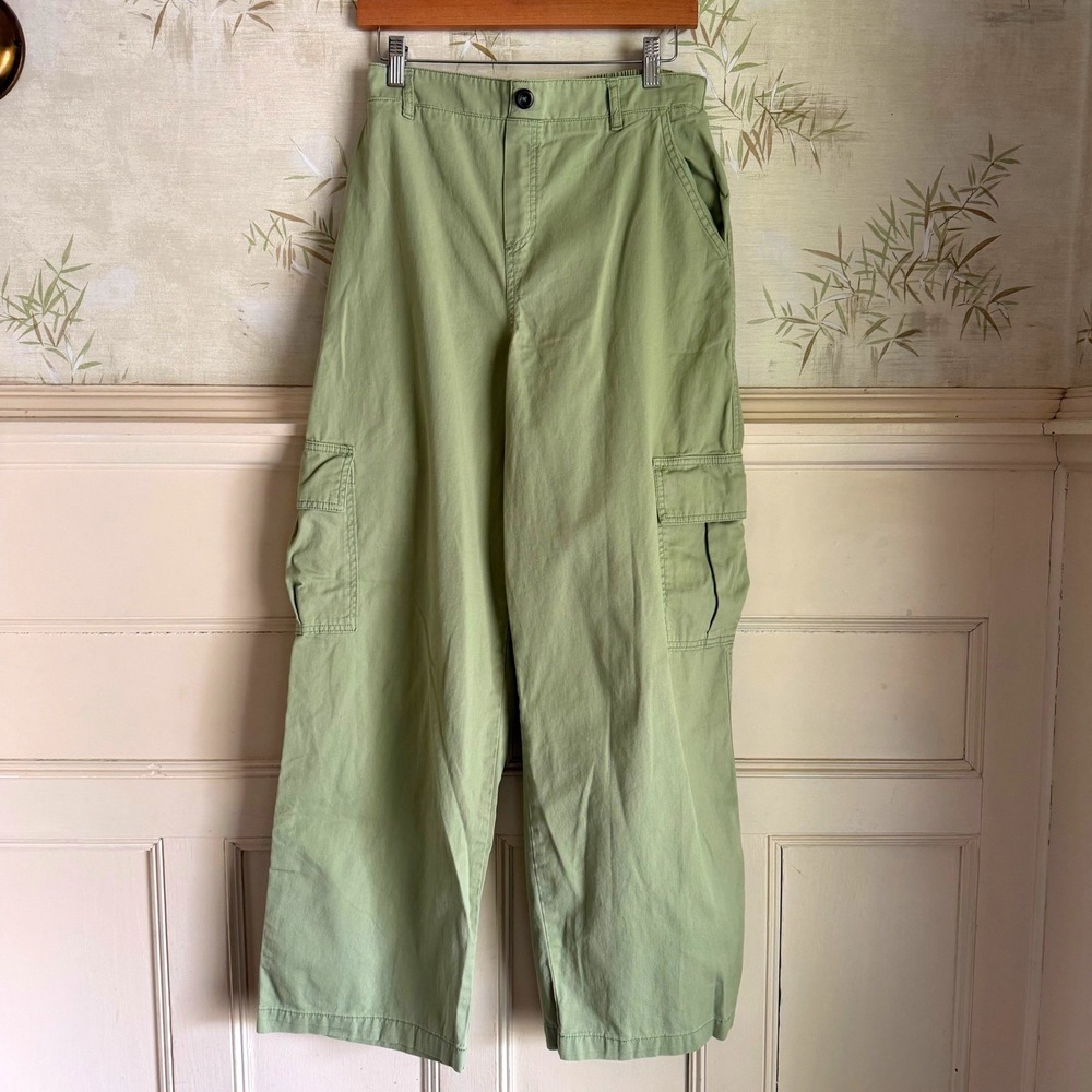 Wild Fable Women Sage Green High Waisted Wide Leg Cargo Pants Size Small Utility